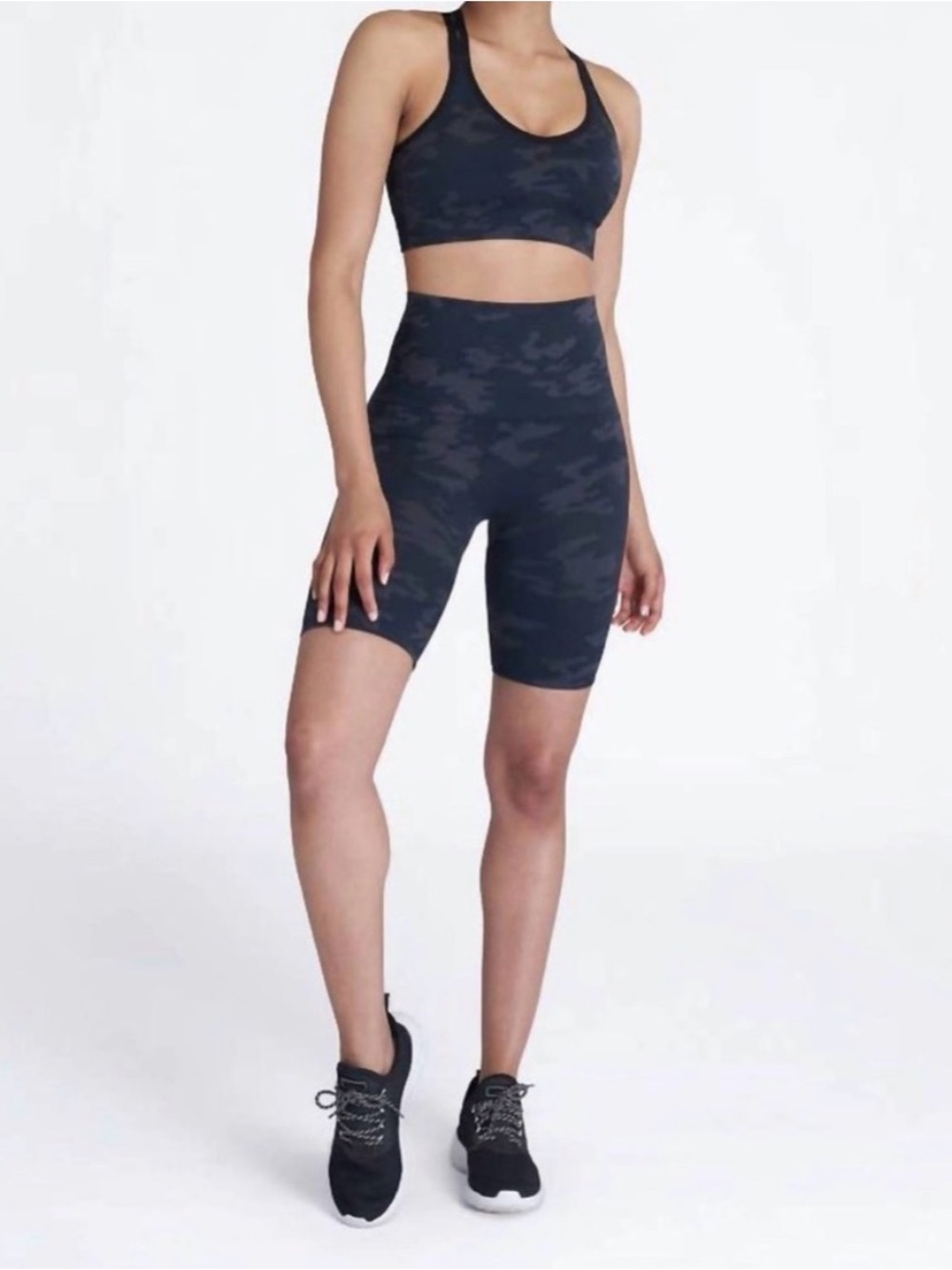 SPANX Gray Camo High-Rise Biker Shorts